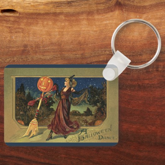 Oude Halloween, Mooie Dansende Heks Sleutelhanger (Voorkant)
