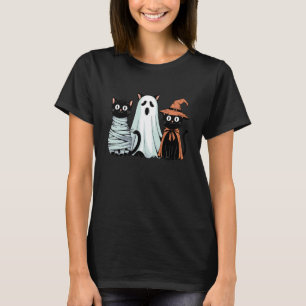 Oude Halloween Mummie Geest Heks Kat Zwarte Katten T-shirt