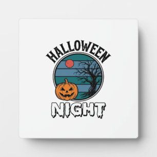 Oude Halloween Nacht Pompoen Boom Shirt Ontwerp_ Fotoplaat