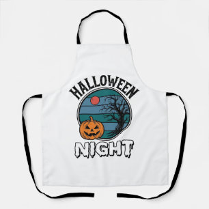 Oude Halloween Nacht Pompoen Boom Shirt Ontwerp_ Schort