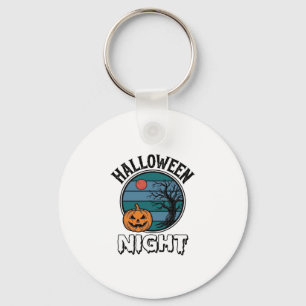 Oude Halloween Nacht Pompoen Boom Shirt Ontwerp_ Sleutelhanger