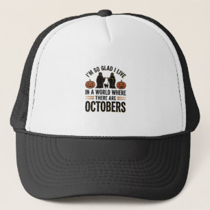 Oude Halloween oktober citaat Pompoen Kat ontwerp Trucker Pet