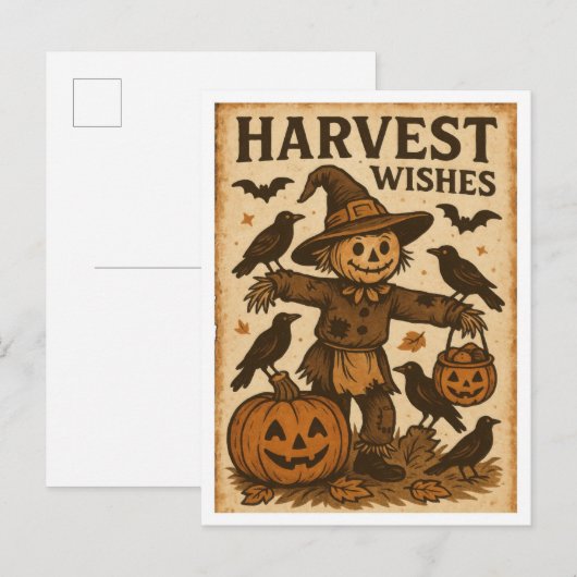 Oude Halloween Oogst Wensen Briefkaart (Voorkant / Achterkant)