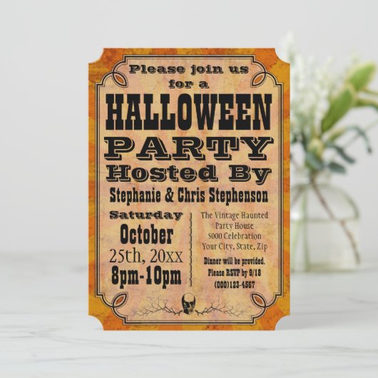 Oude  halloween-partij kaart (Staand voorkant)