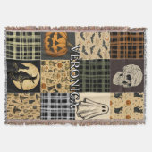 Oude Halloween Patchwork Herfst Gebreide Deken met (Voorkant)