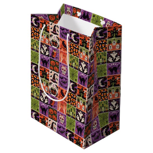 Oude Halloween Patchwork Patroon Cadeautas (Achterkant Gekanteld)