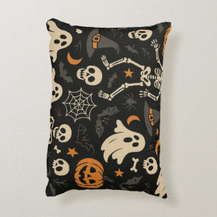Oude Halloween-patroon spoken schedels pompoenen Accent Kussen