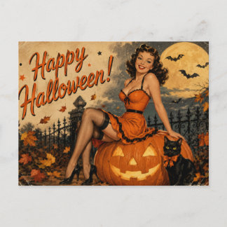 Oude Halloween Pin-up Prentbrief  Briefkaart