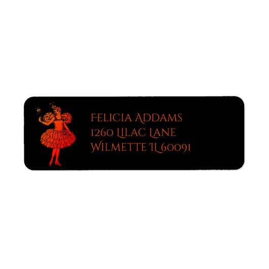 Oude Halloween Pompoen Fee Illustratie Etiket (Voorkant)