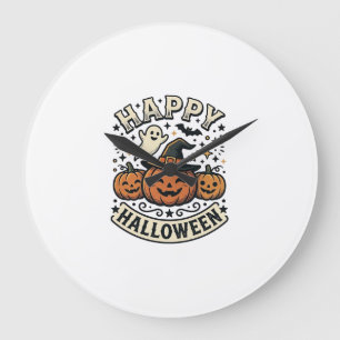 Oude Halloween Pompoen Geest T-Shirt Ontwerp_1 Grote Klok