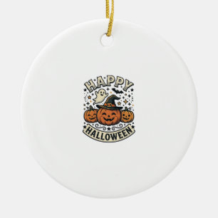 Oude Halloween Pompoen Geest T-Shirt Ontwerp_1 Keramisch Ornament