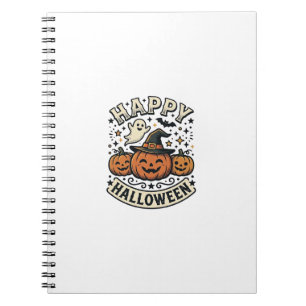 Oude Halloween Pompoen Geest T-shirt Ontwerp_1 Notitieboek