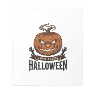 Oude Halloween Pompoen Gotisch Shirt Ontwerp_1 Notitieblok