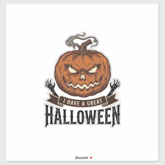 Oude Halloween Pompoen Gotisch Shirt Ontwerp_1 Sticker (Vel)