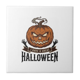 Oude Halloween Pompoen Gotisch Shirt Ontwerp_1 Tegeltje