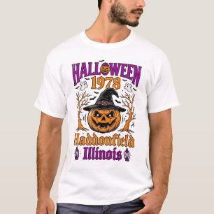 Oude Halloween Pompoen Haddonfield Illinois T-shir T-shirt