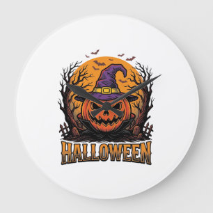 Oude Halloween Pompoen Heks Hoed Grafiek_1 Grote Klok
