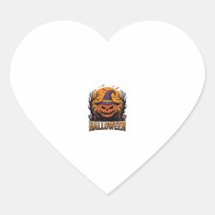 Oude Halloween Pompoen Heks Hoed Grafiek_1 Hart Sticker