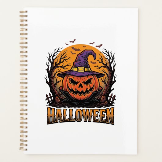 Oude Halloween Pompoen Heks Hoed Grafiek_1 Planner (Voorkant)