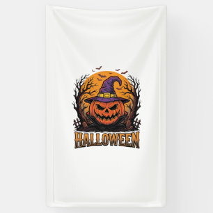 Oude Halloween Pompoen Heks Hoed Grafiek_1 Spandoek