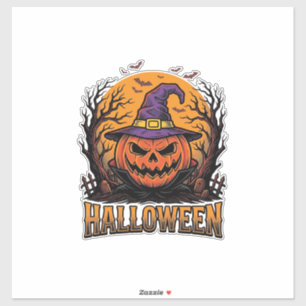 Oude Halloween Pompoen Heks Hoed Grafiek_1 Sticker