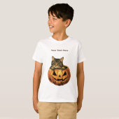 Oude Halloween Pompoen Kitty T-shirt (Voorkant volledig)