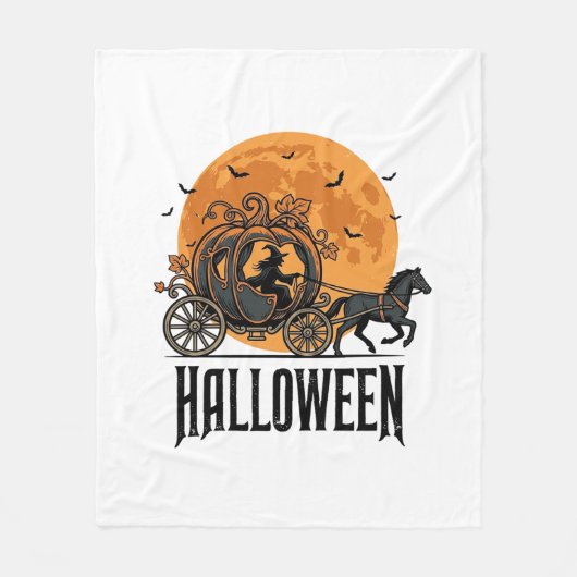 Oude Halloween Pompoen Koets Heks Ontwerp_1 Fleece Deken (Voorkant)