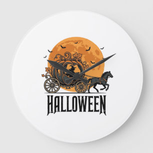 Oude Halloween Pompoen Koets Heks Ontwerp_1 Grote Klok