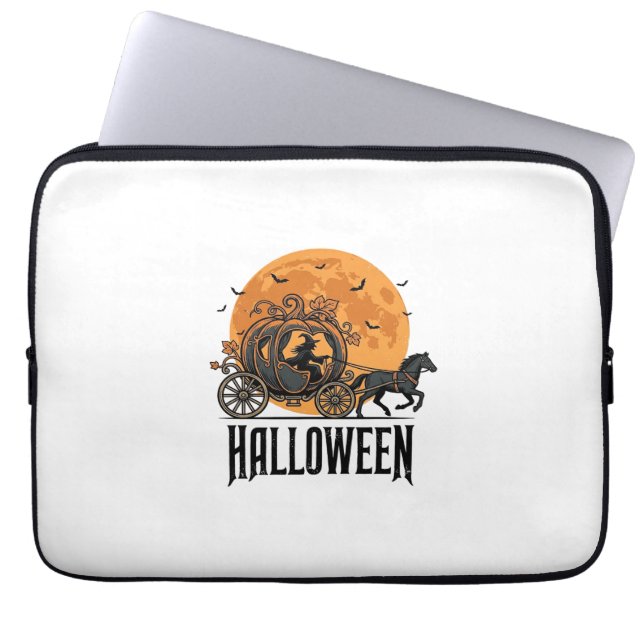 Oude Halloween Pompoen Koets Heks Ontwerp_1 Laptop Sleeve (Voorkant)