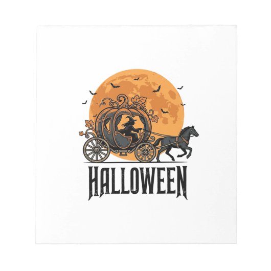 Oude Halloween Pompoen Koets Heks Ontwerp_1 Notitieblok (Voorkant)