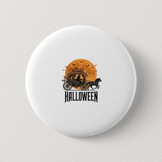 Oude Halloween Pompoen Koets Heks Ontwerp_1 Ronde Button 5,7 Cm (Voorkant)