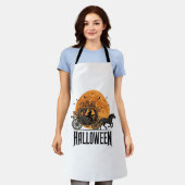 Oude Halloween Pompoen Koets Heks Ontwerp_1 Schort (Gedragen)