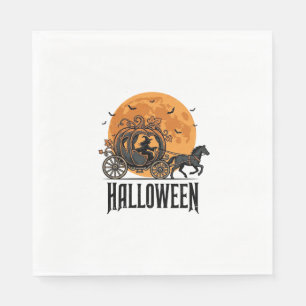 Oude Halloween Pompoen Koets Heks Ontwerp_1 Servet