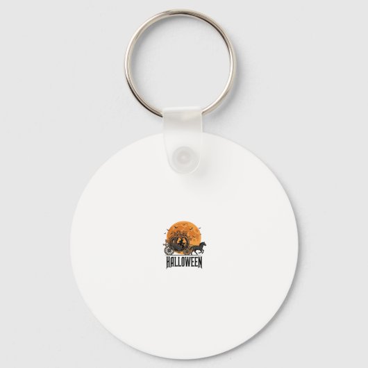 Oude Halloween Pompoen Koets Heks Ontwerp_1 Sleutelhanger (Voorkant)