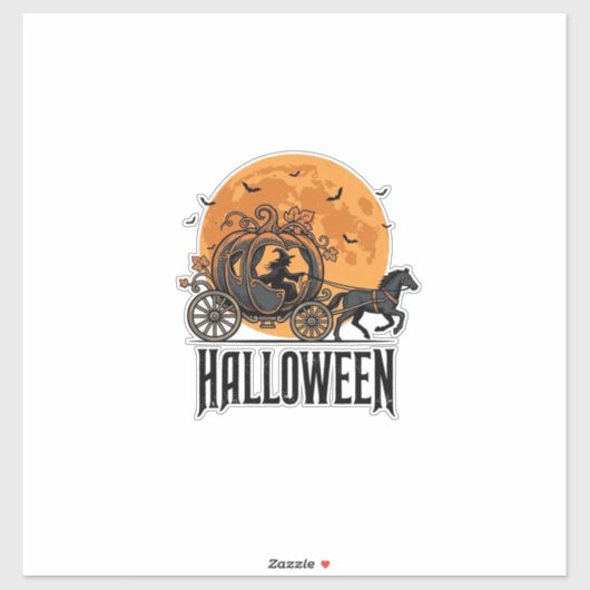 Oude Halloween Pompoen Koets Heks Ontwerp_1 Sticker (Vel)