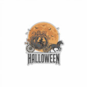 Oude Halloween Pompoen Koets Heks Ontwerp_1 Sticker (Voorkant)
