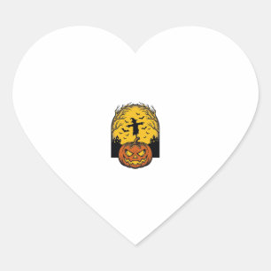 Oude Halloween Pompoen Maan Vogelverschrikker Kuns Hart Sticker