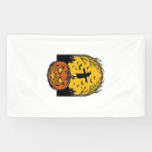 Oude Halloween Pompoen Maan Vogelverschrikker Kuns Spandoek (Horizontaal)