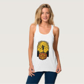 Oude Halloween Pompoen Maan Vogelverschrikker Kuns Tanktop (Volledige Voorkant)