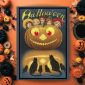 Oude Halloween-pompoen met kinderen op maat Feestdagen Kaart
