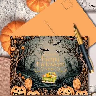 Oude Halloween Pompoen Truck Groeten Feestdagenkaart