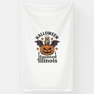 Oude Halloween Pompoen Uil Illinois Shirt Ontwerp Spandoek