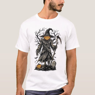 Oude Halloween Pompoen Vogelverschrikker Shirt Ont