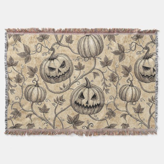 Oude Halloween Pompoen Wingerd Rank Patroon Deken (Voorkant)
