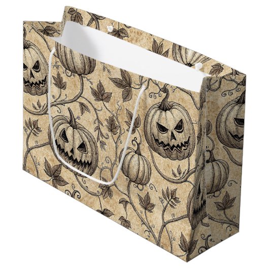 Oude Halloween Pompoen Wingerd Rank Patroon Groot Cadeauzakje (Voorkant Gekanteld)