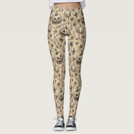 Oude Halloween Pompoen Wingerd Rank Patroon Leggings