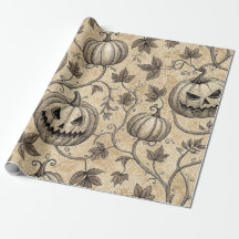 Oude Halloween Pompoen Wingerdpatroon