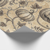 Oude Halloween Pompoen Wingerdpatroon Cadeaupapier (Hoek)