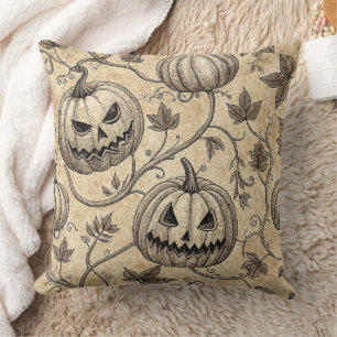 Oude Halloween Pompoen Wingerdpatroon Kussen
