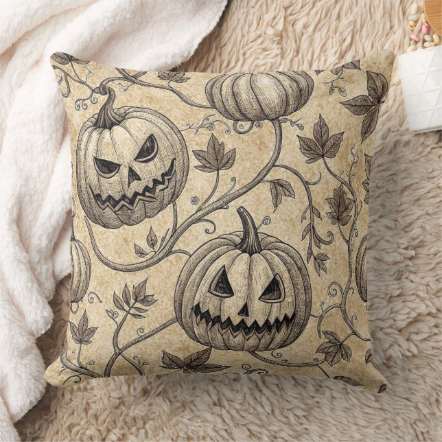 Oude Halloween Pompoen Wingerdpatroon Kussen (Deken)